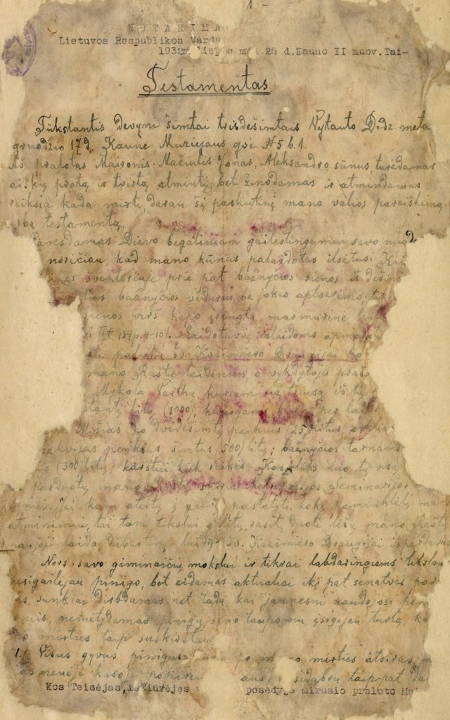 Jono Mačiulio-Maironio testamentas