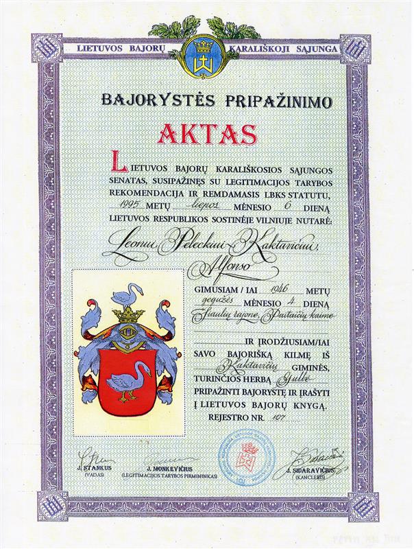Bajorystės patvirtinimo aktai
